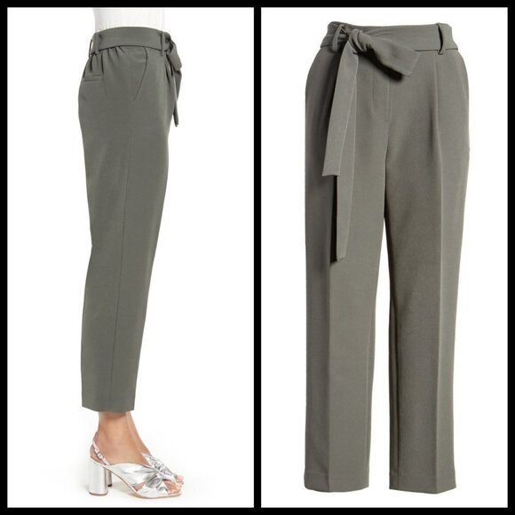 💕HALOGEN💕 High Waisted Tie Waist Ankle Pants - Picture 2 of 10